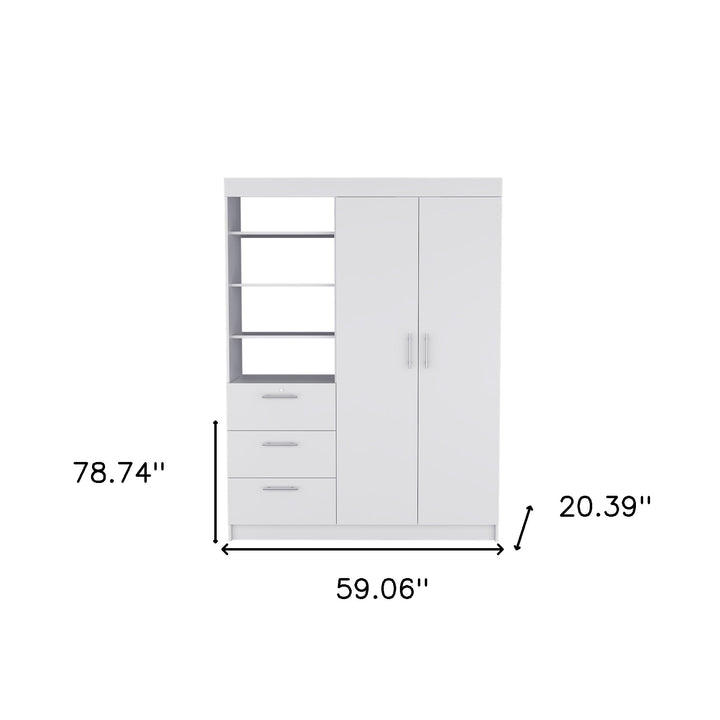 59" White Three Drawer Combo Dresser