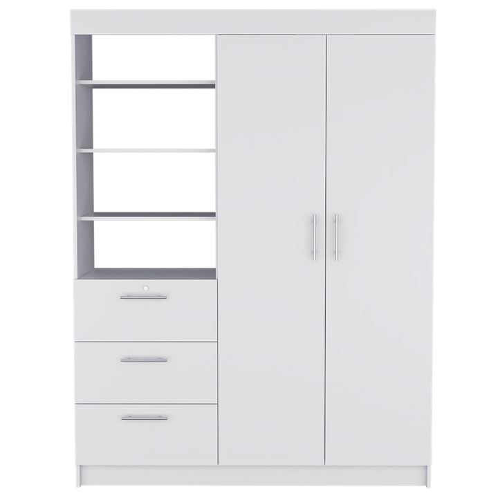 59" White Three Drawer Combo Dresser