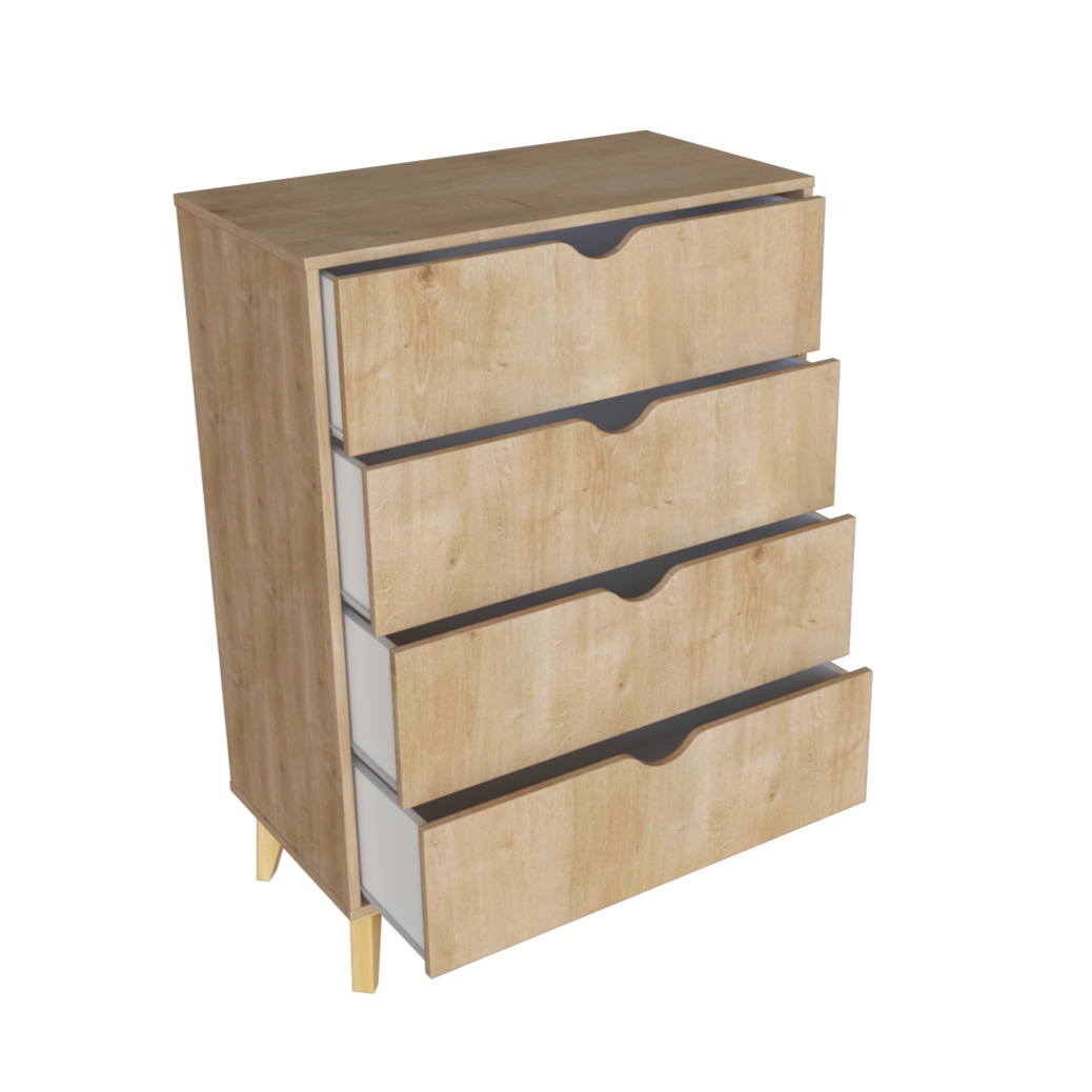 30" Natural Four Drawer Standard Chest