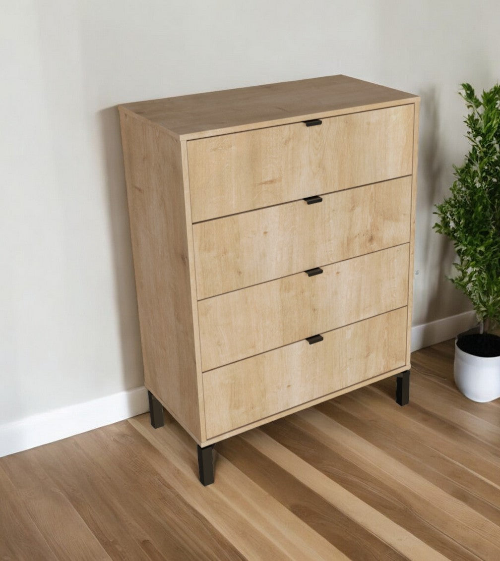 30" Natural Four Drawer Dresser