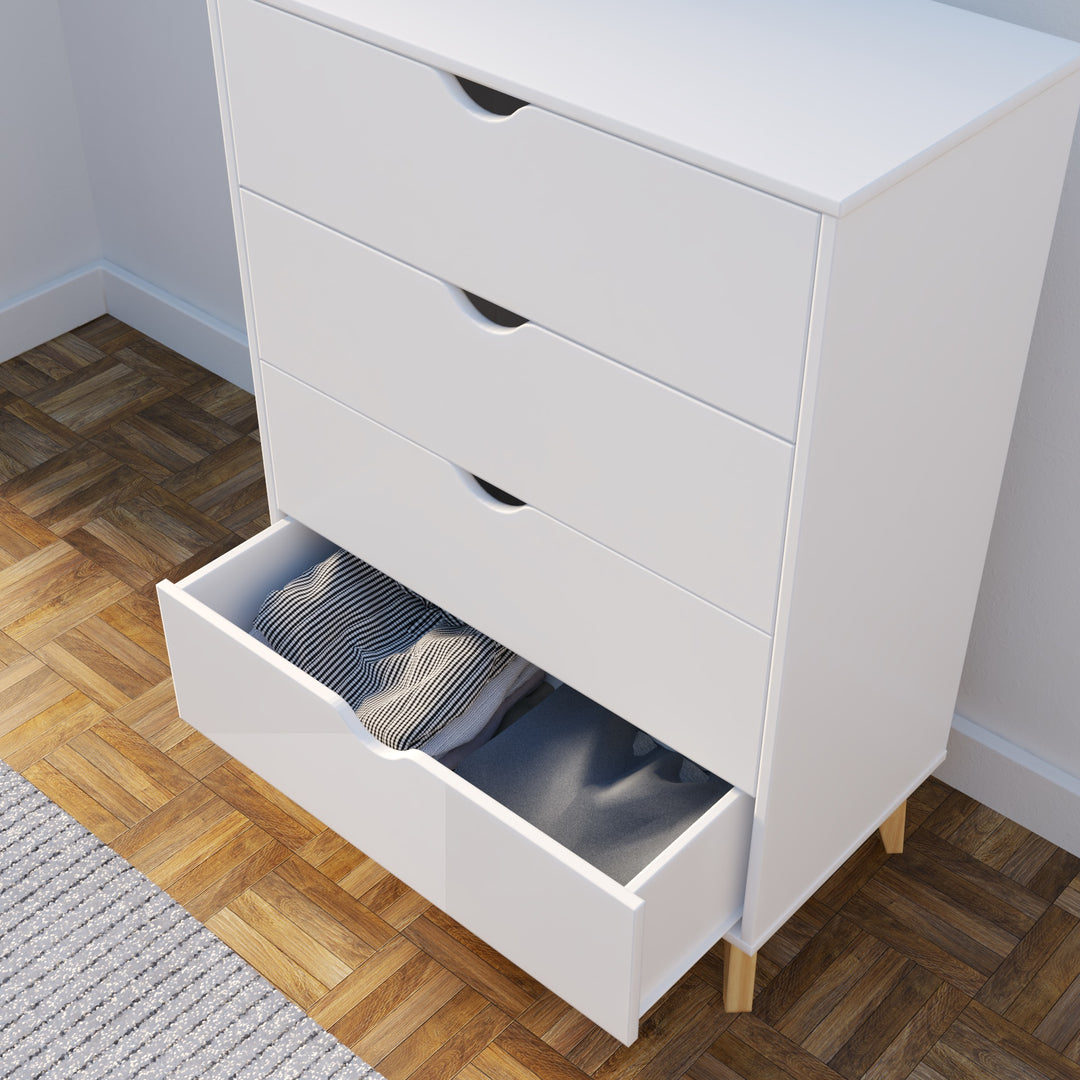 30" White Four Drawer Standard Chest