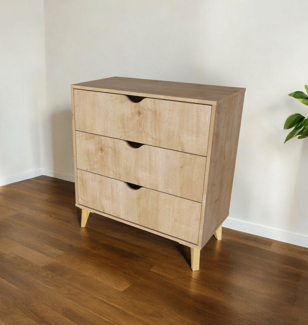 30" Natural Three Drawer Dresser