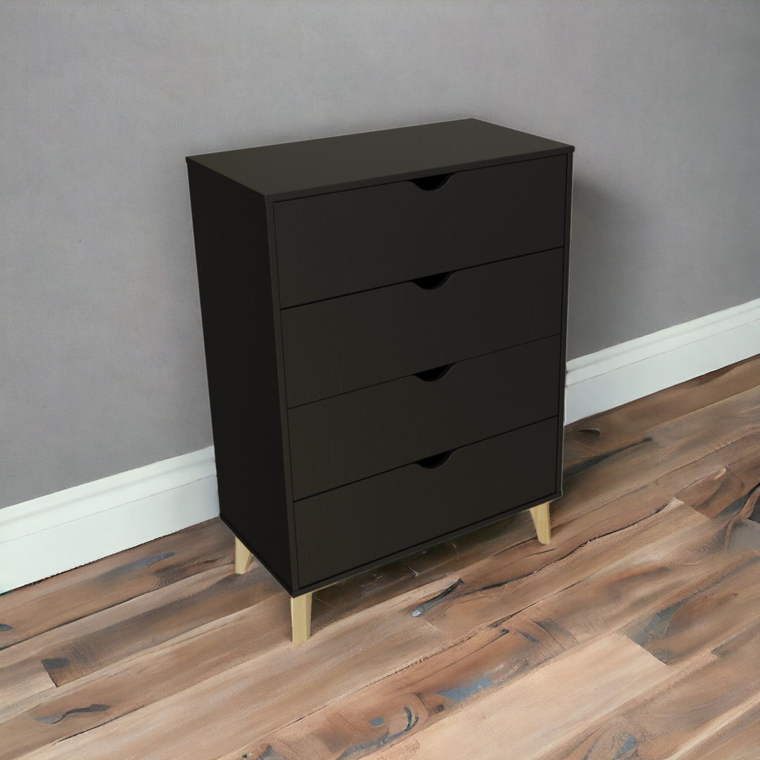 30" Black Four Drawer Standard Chest