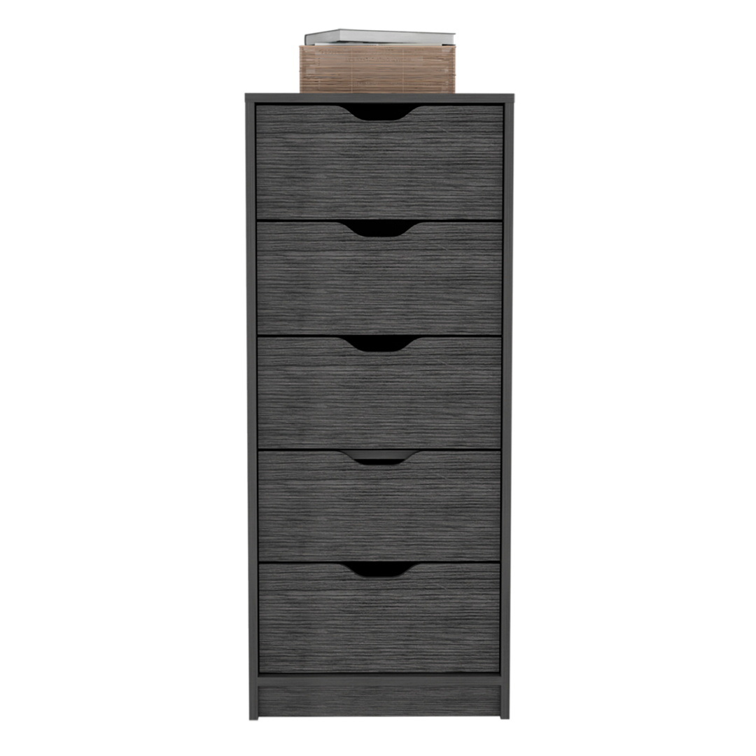 18" Dark Gray Five Drawer Standard Chest