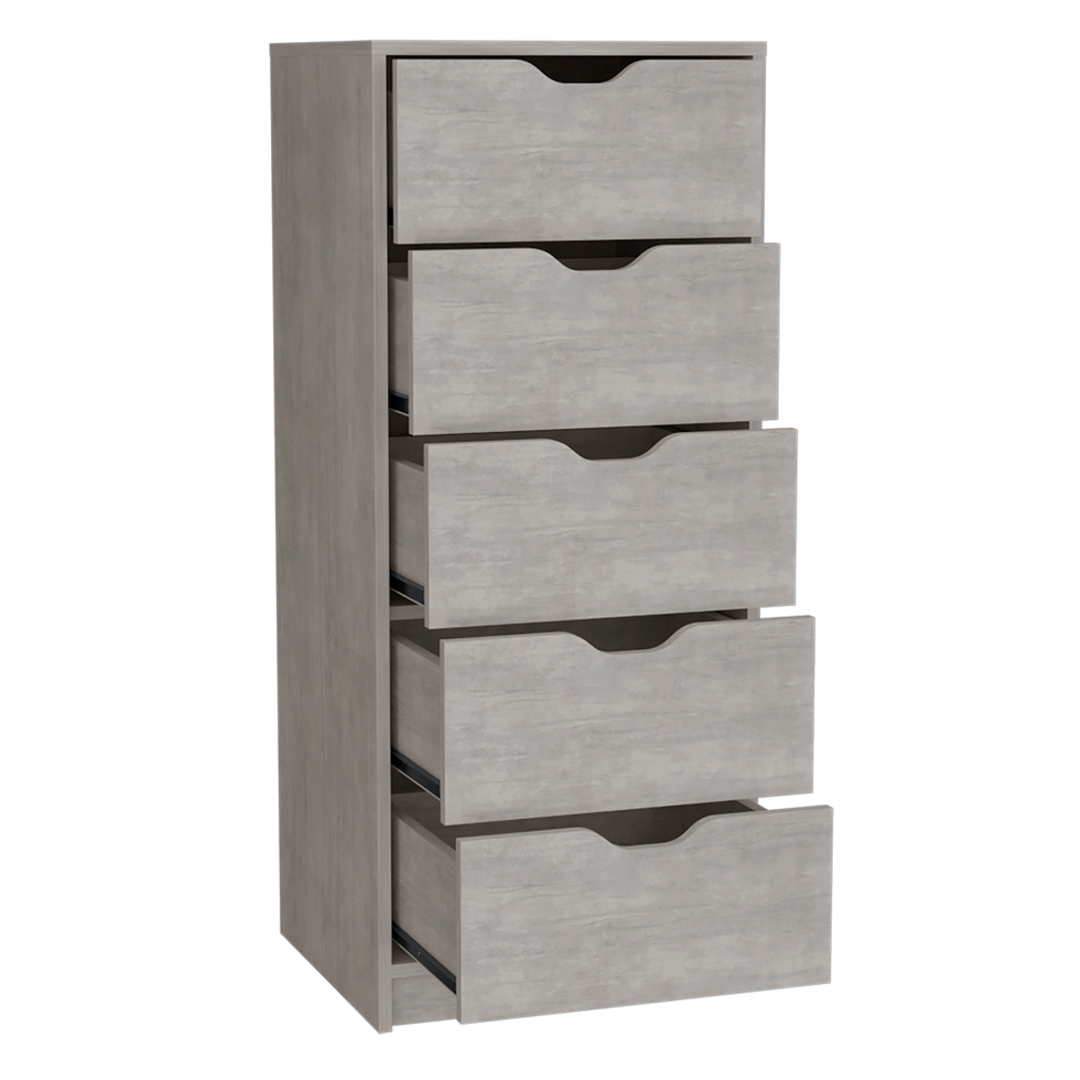 18" Gray Five Drawer Standard Chest