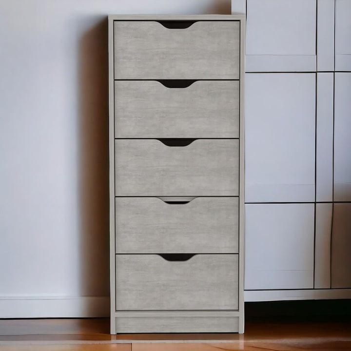 18" Gray Five Drawer Standard Chest