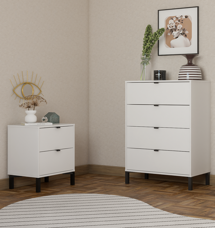 30" White Four Drawer Standard Chest