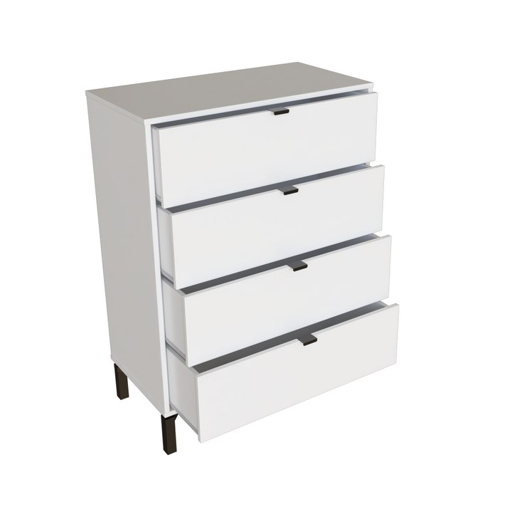 30" White Four Drawer Standard Chest