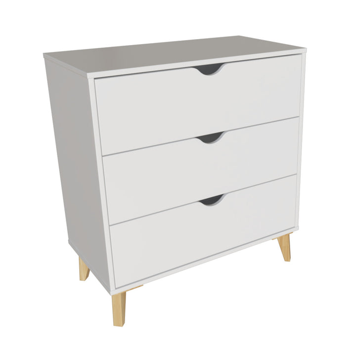 30" White Three Drawer Dresser