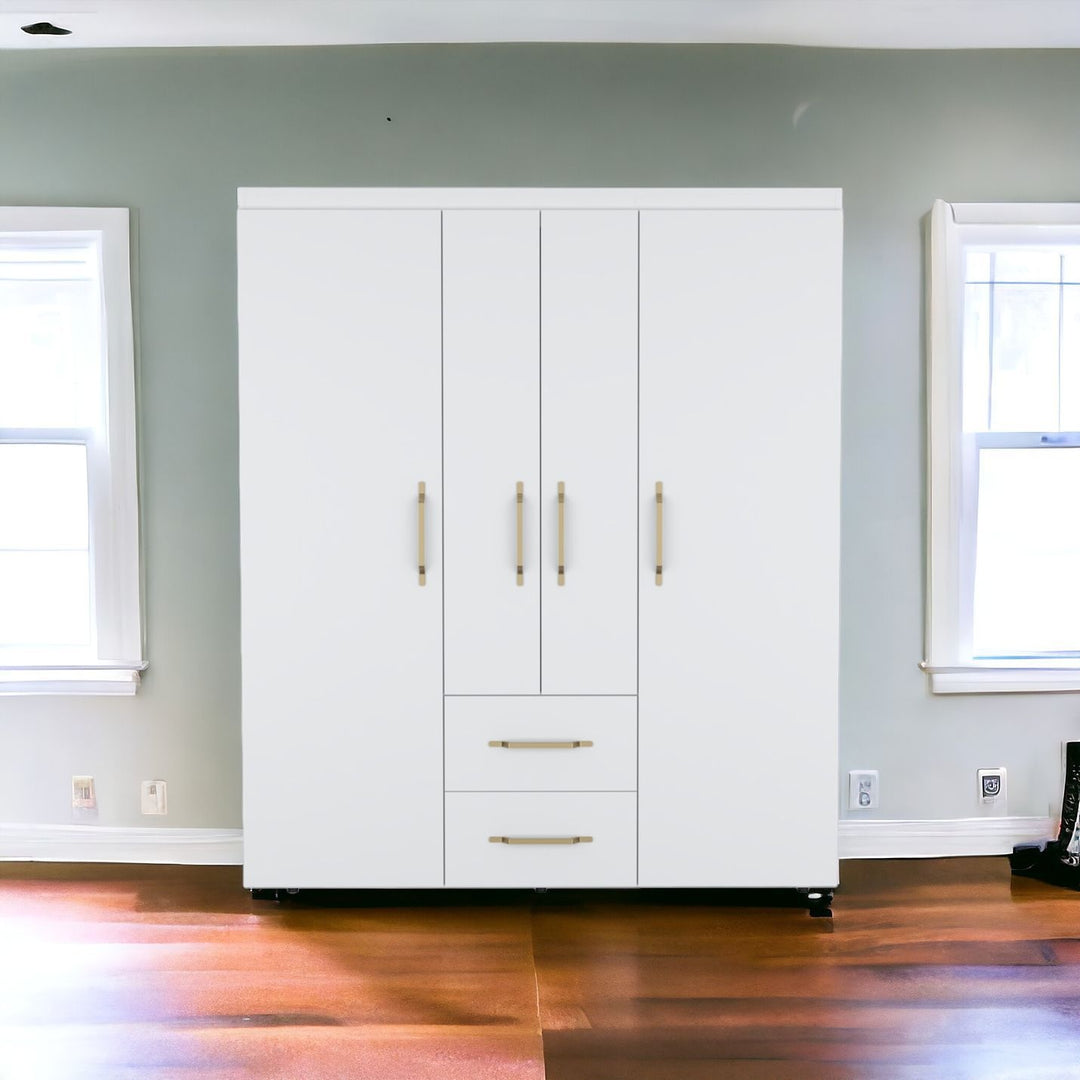 59" White Two Drawer Combo Dresser