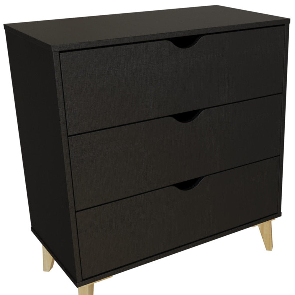 30" Black Three Drawer Dresser