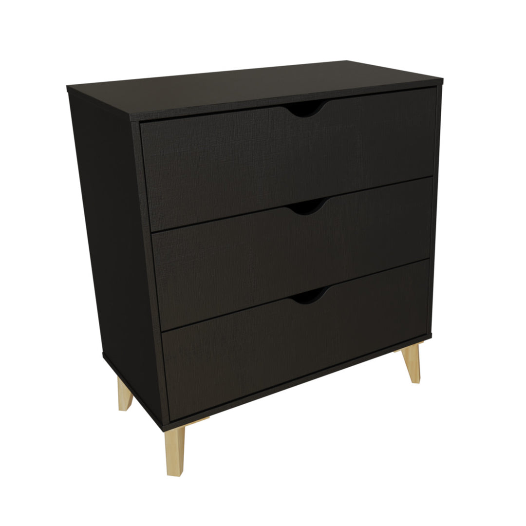 30" Black Three Drawer Dresser