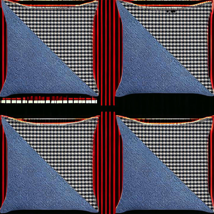 Set Of Four 18" X 18" Black And Blue Polyester Houndstooth Zippered Pillow