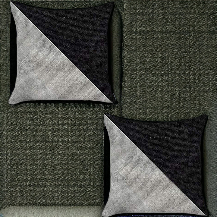 Set Of Two 18" X 18" Black And Grey Polyester Geometric Zippered Pillow