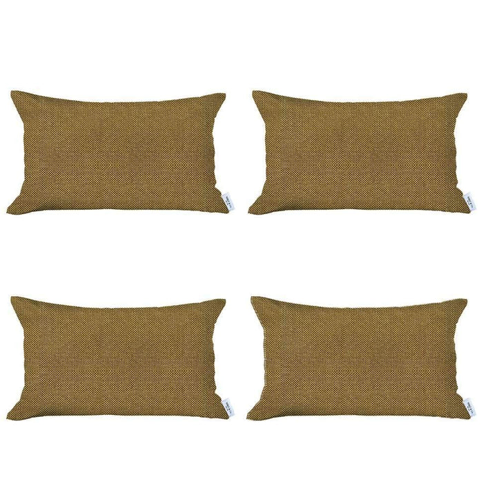 Set Of Four 20" X 12" Yellow Polyester Zippered Pillow