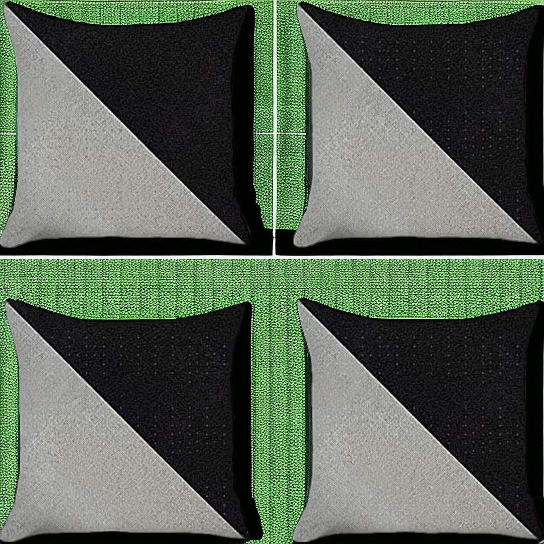 Set Of Four 18" X 18" Black And Grey Polyester Geometric Zippered Pillow