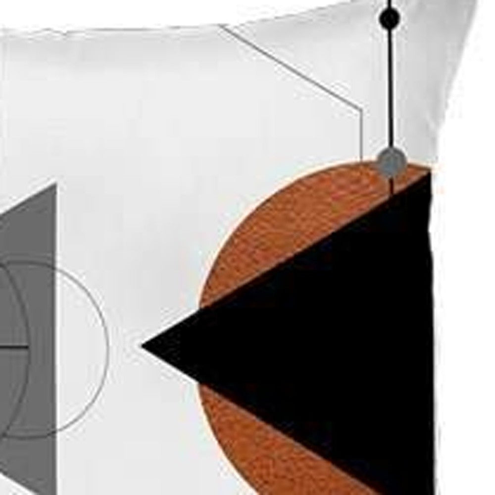 Set Of Four 18" X 18" Gray White Black And Red Polyester Abstract Zippered Pillow