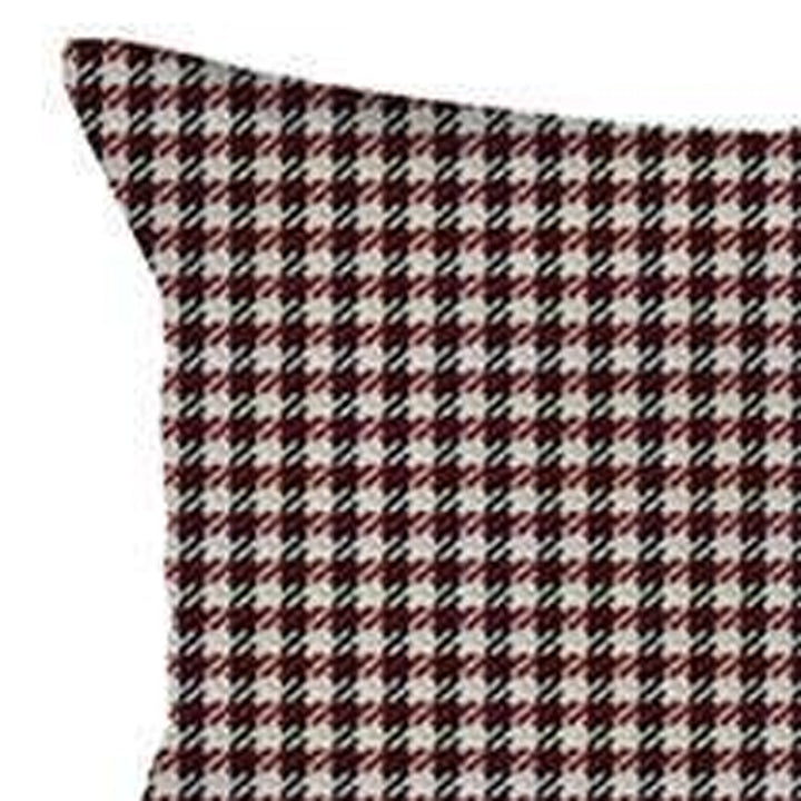 Set Of Four 20" X 12" Red Polyester Houndstooth Zippered Pillow