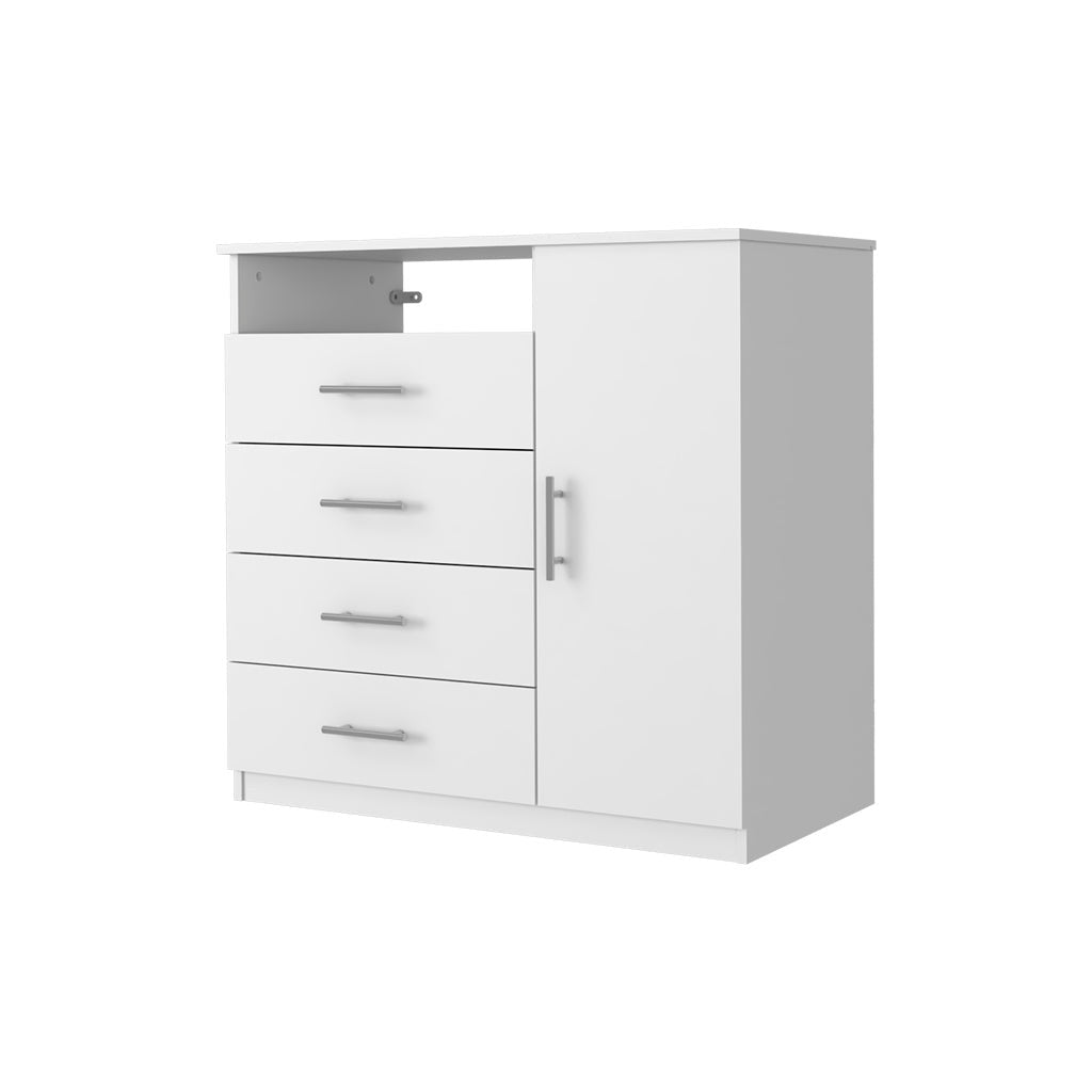 36" White Four Drawer Combo Dresser