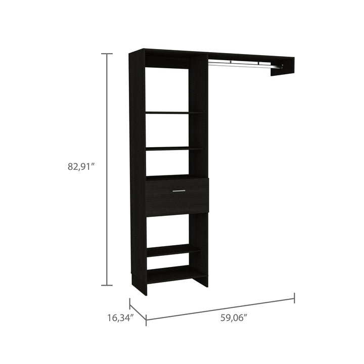 59" Black Drawer Combo Dresser