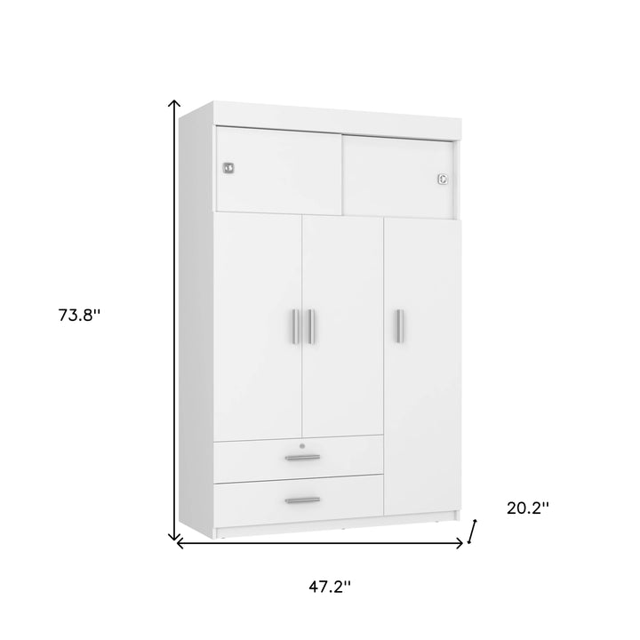 47" White Two Drawer Combo Dresser