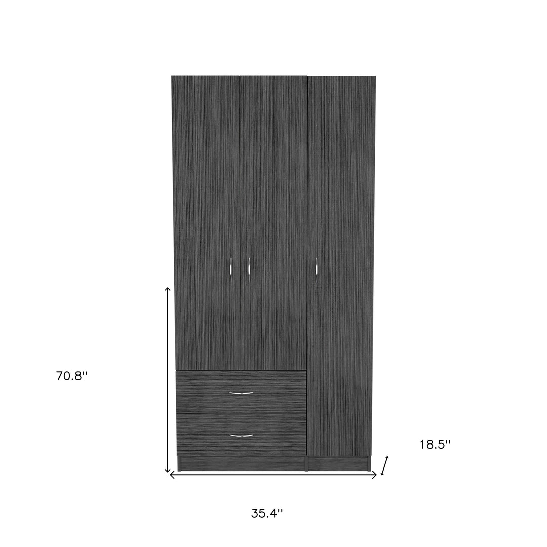 35" Dark Gray Two Drawer Combo Dresser