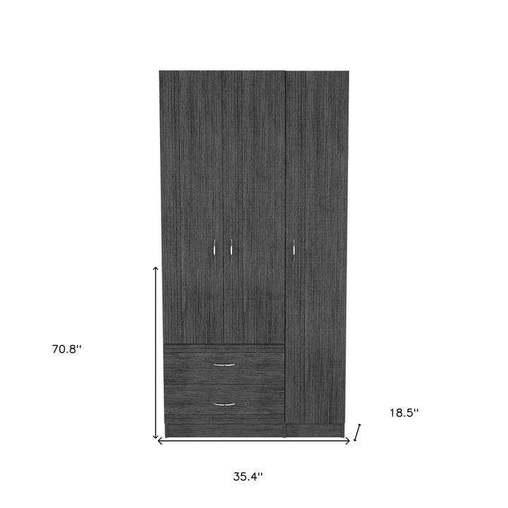 35" Dark Gray Two Drawer Combo Dresser