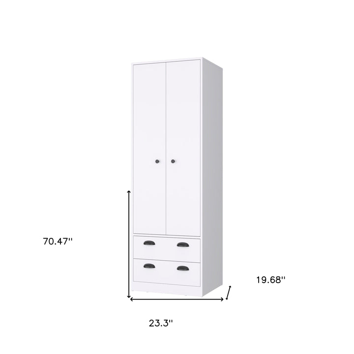 23" White Two Drawer Combo Dresser