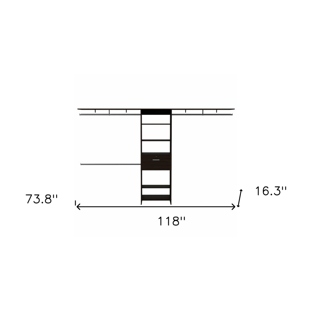 118" Black Drawer Combo Dresser