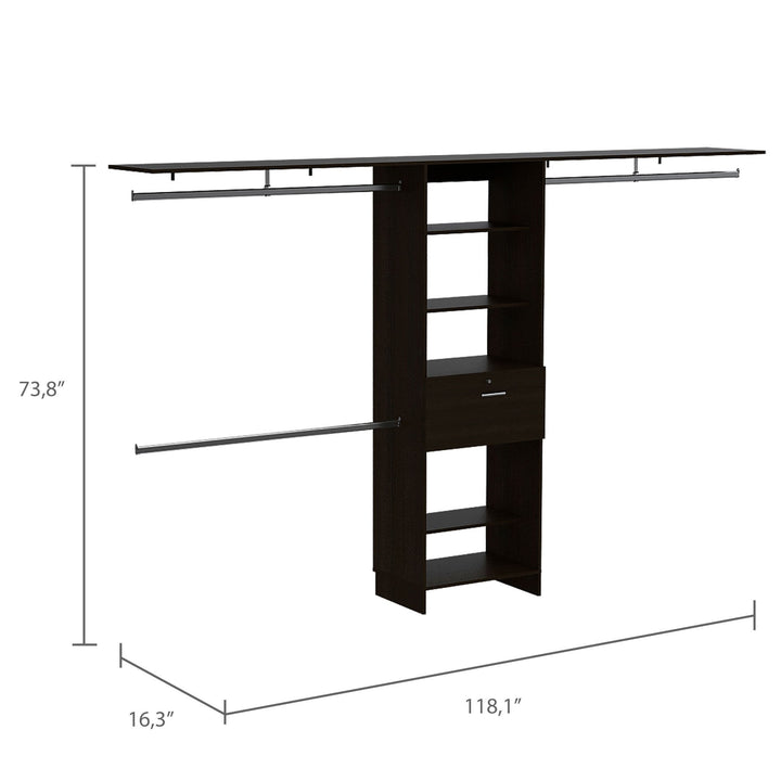 118" Black Drawer Combo Dresser