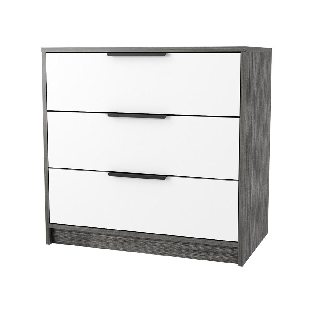 28" White and Gray Three Drawer Dresser