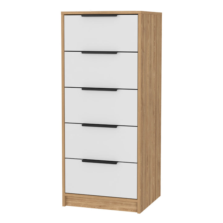 18" White and Natural Five Drawer Standard Chest