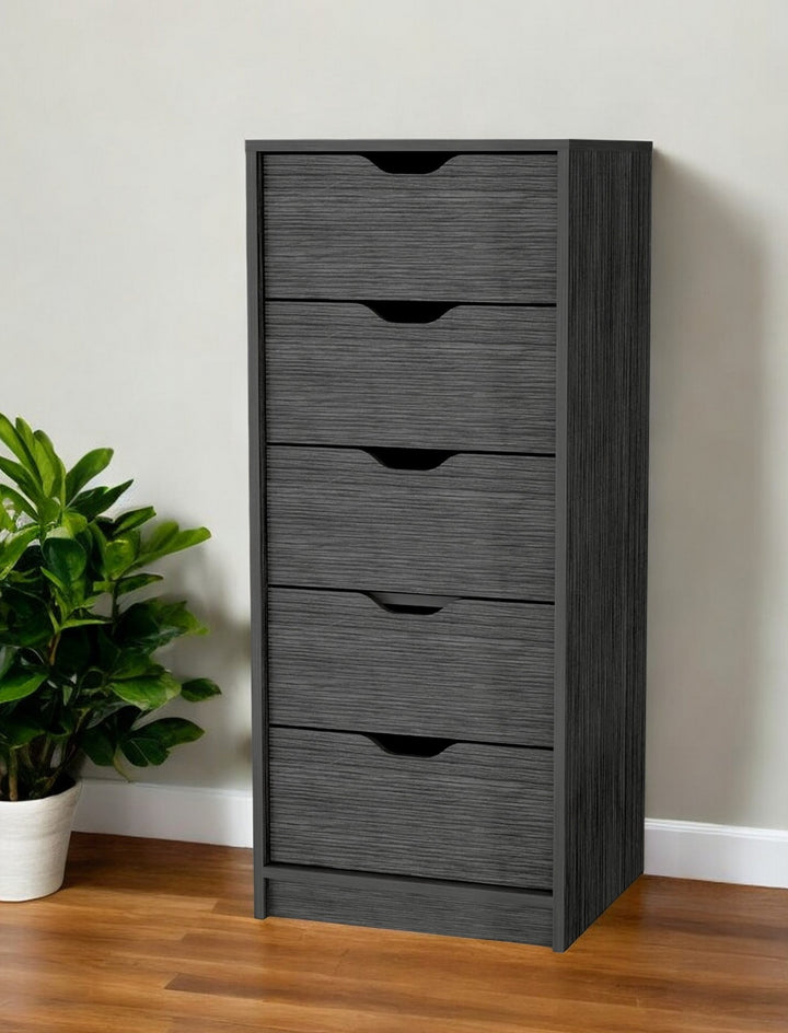 18" Gray Five Drawer Standard Chest