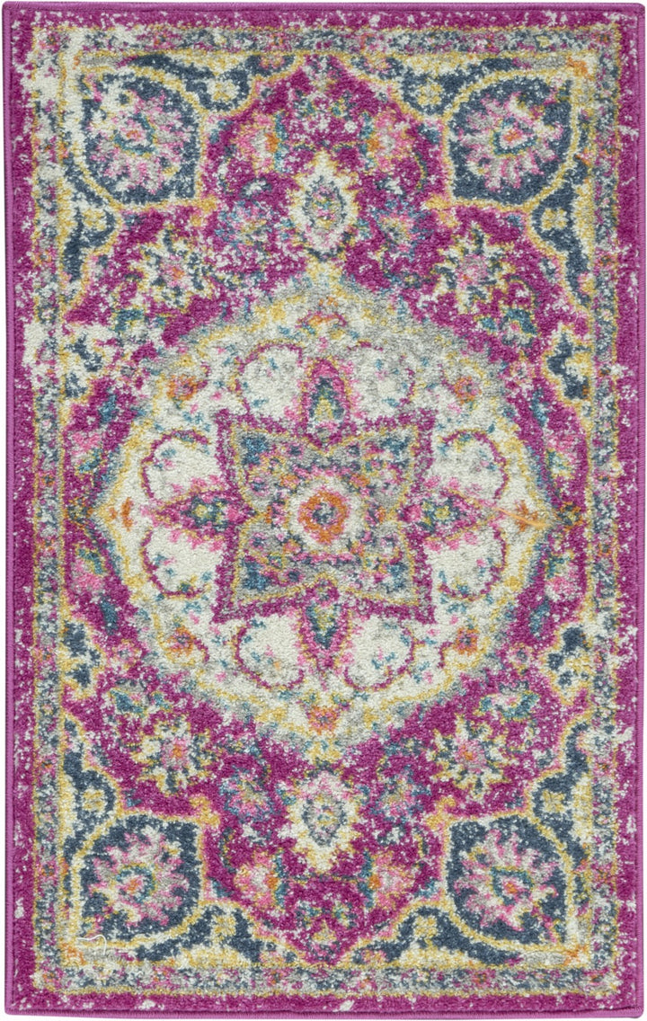 2’ X 3’ Pink And Ivory Medallion Scatter Rug