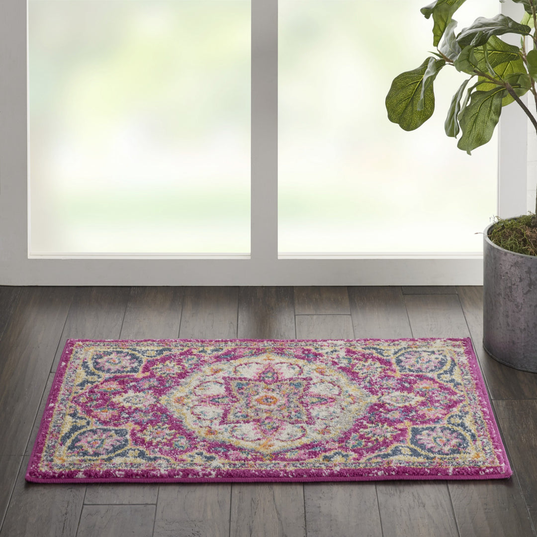 2’ X 3’ Pink And Ivory Medallion Scatter Rug