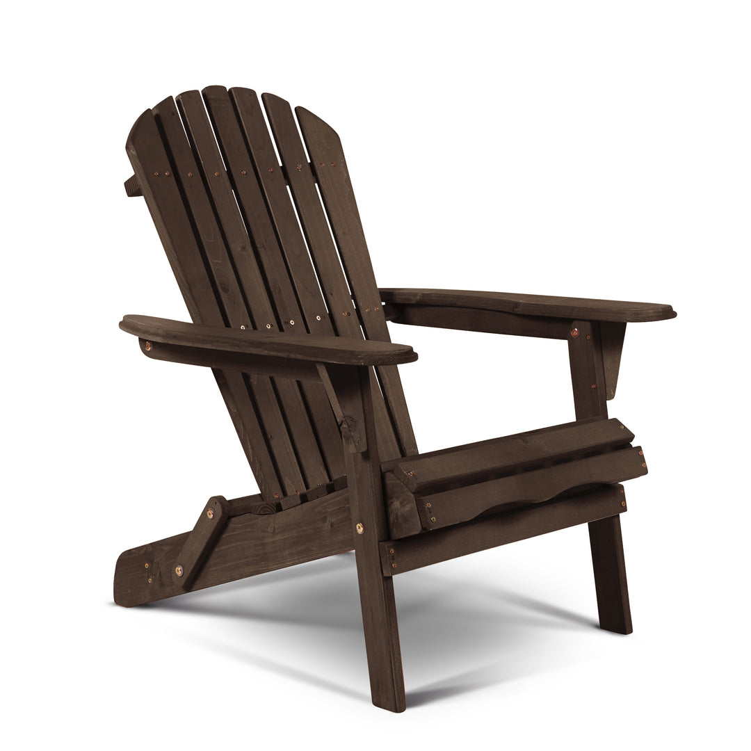 32" Dark Brown and Dark Brown Wood Solid Wood Indoor Outdoor Adirondack Chair