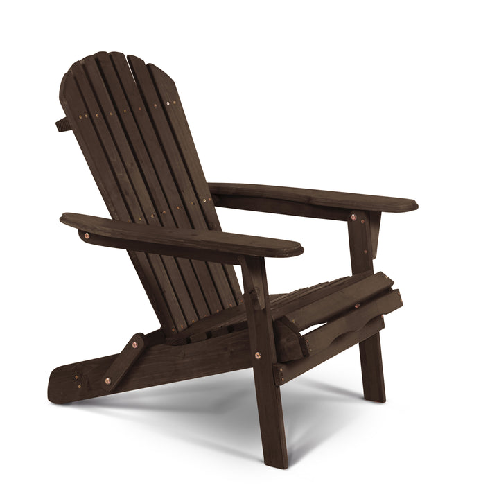 32" Dark Brown and Dark Brown Wood Solid Wood Indoor Outdoor Adirondack Chair