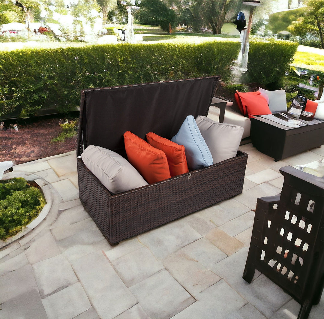 Five Piece Outdoor Beige Wicker Sofa Seating Group with Beige Cushions