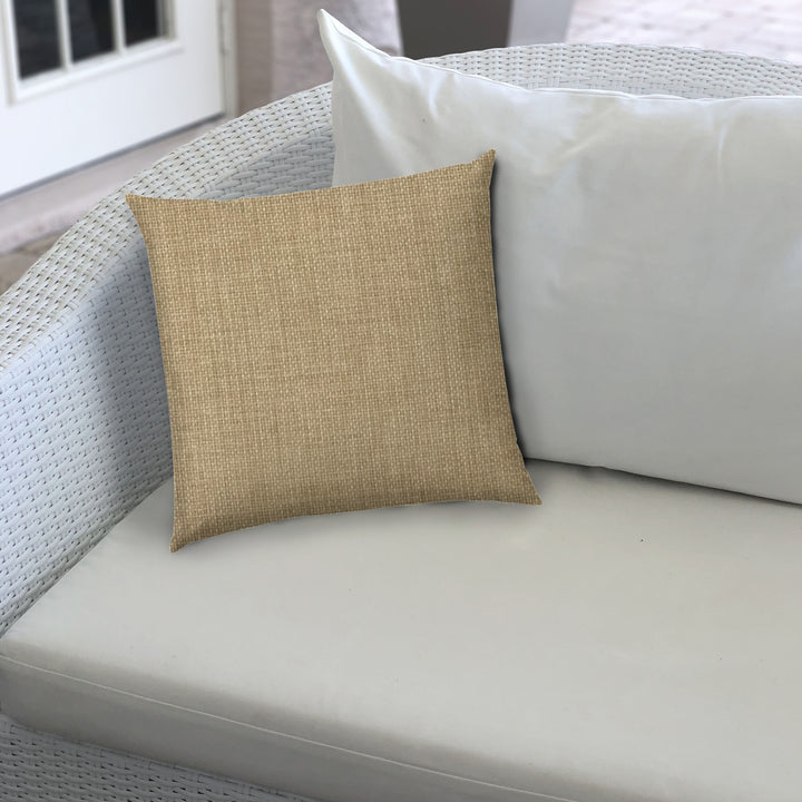 14" X 20" Tan Indoor Outdoor Throw Pillow With Texture