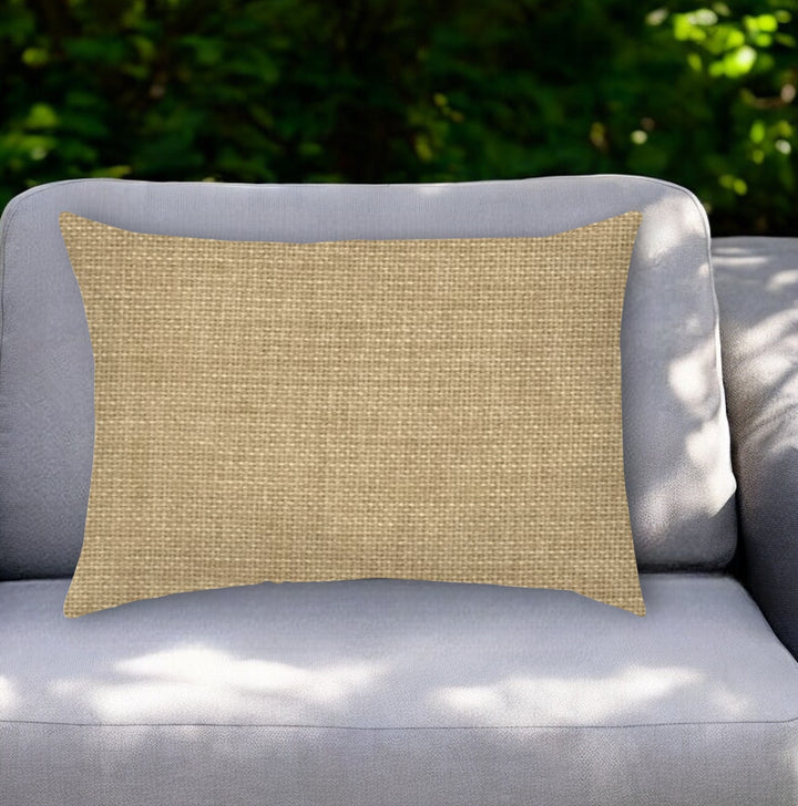 14" X 20" Tan Indoor Outdoor Throw Pillow With Texture