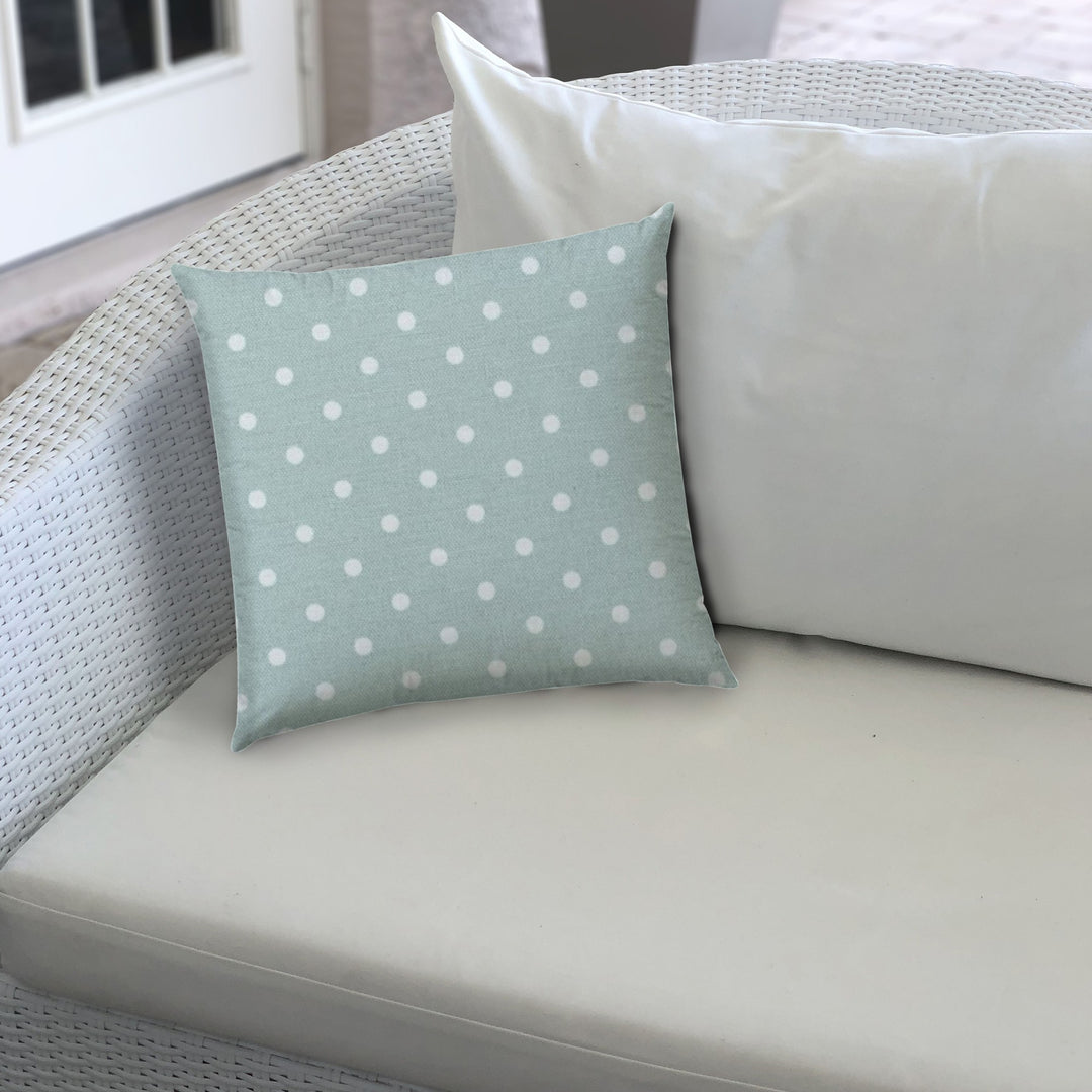 14" X 20" Sea Green Polka Dot Indoor Outdoor Throw Pillow