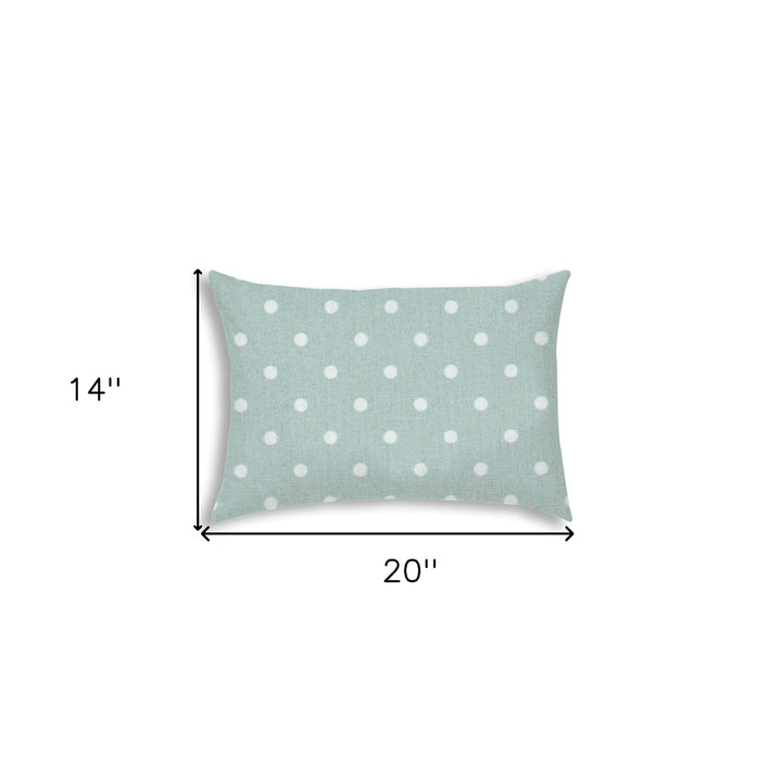 14" X 20" Sea Green Polka Dot Indoor Outdoor Throw Pillow