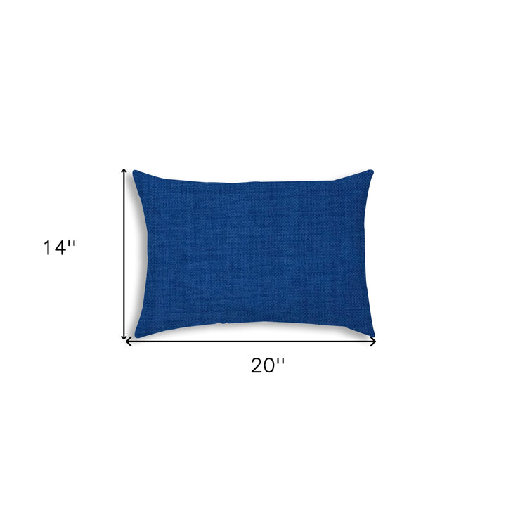 14" X 20" Blue Indoor Outdoor Throw Pillow With Texture