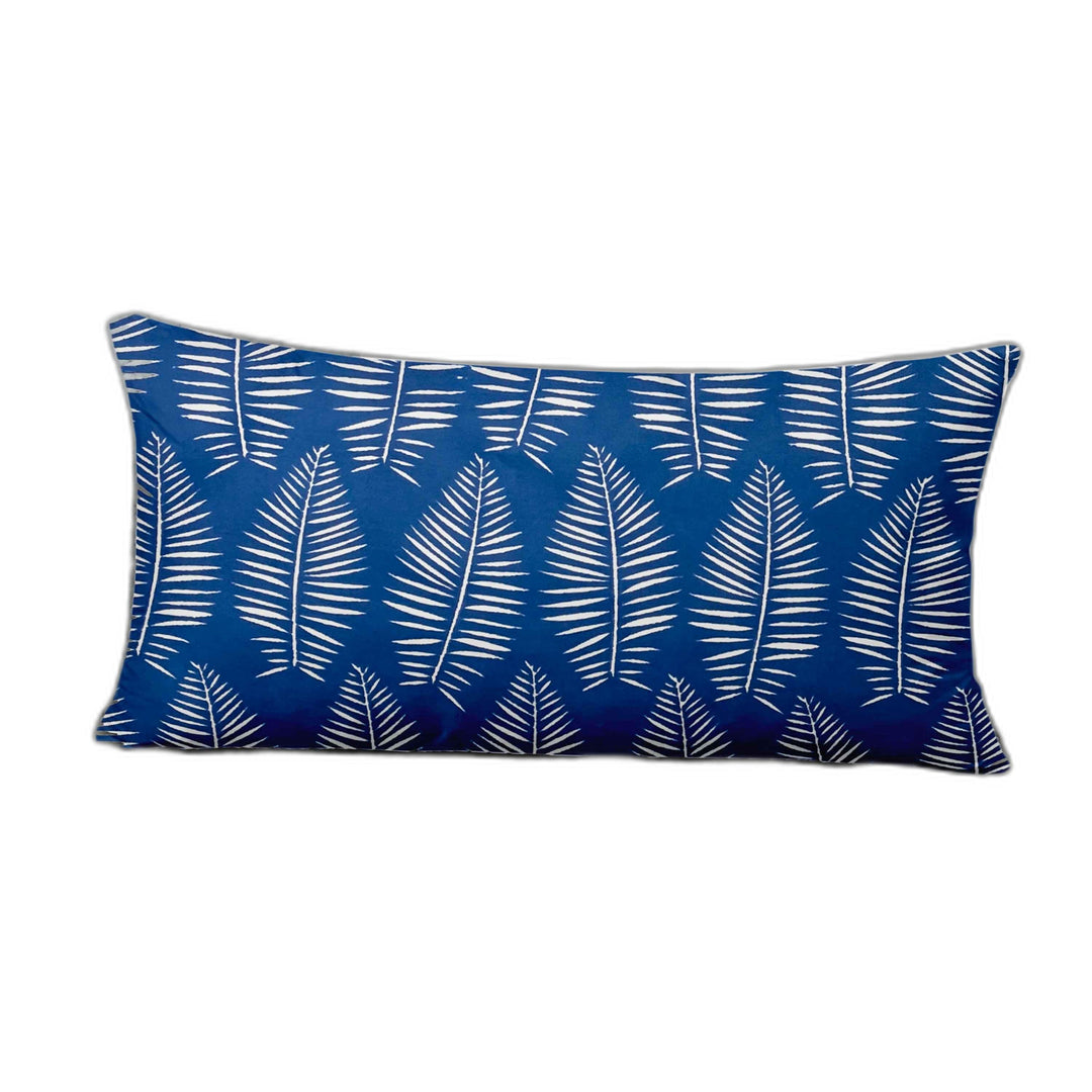 12" X 24" Blue and White Tropical Indoor Outdoor Throw Pillow Cover