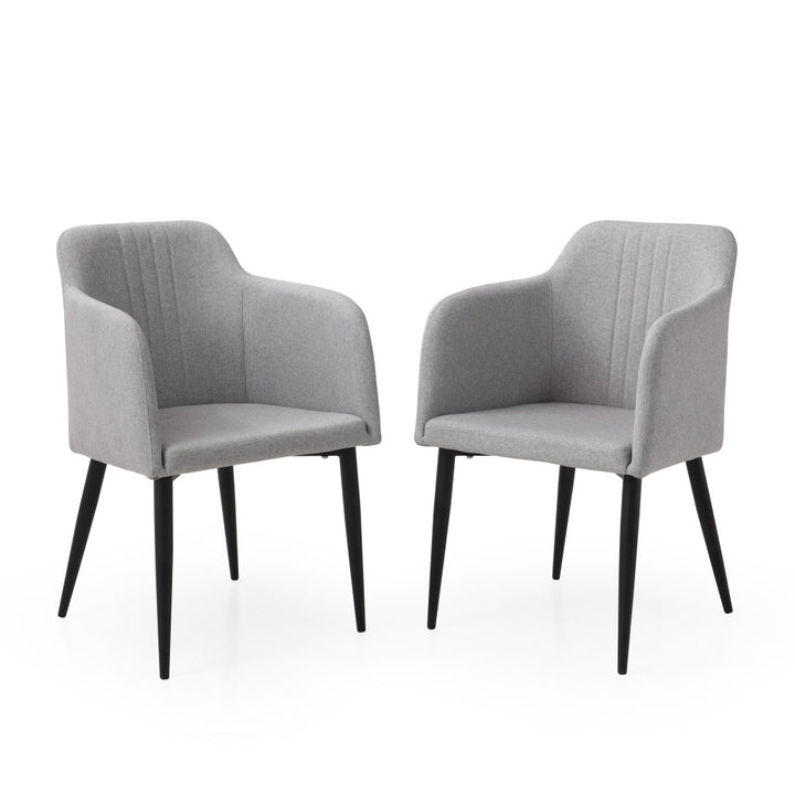 Set of Two 23" Light Gray And Black Upholstered Arm Chairs