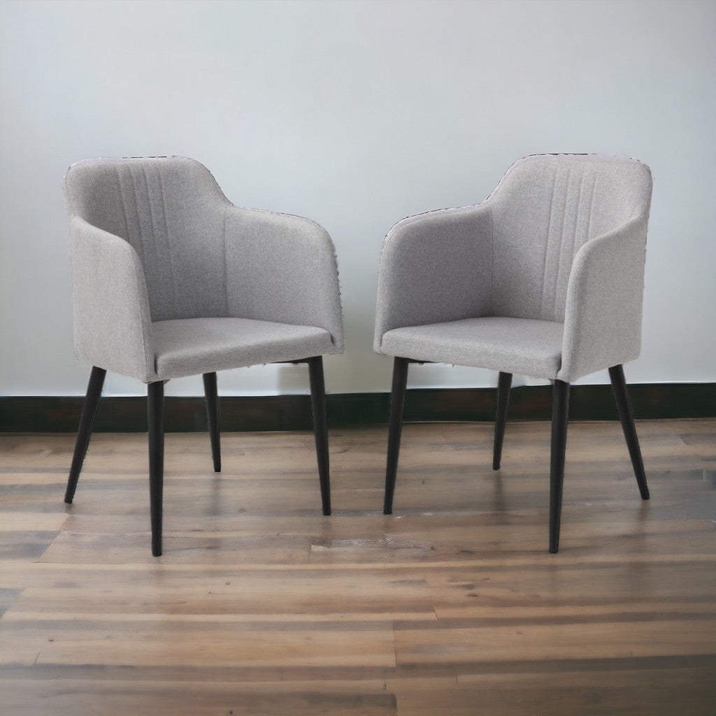 Set of Two 23" Light Gray And Black Upholstered Arm Chairs