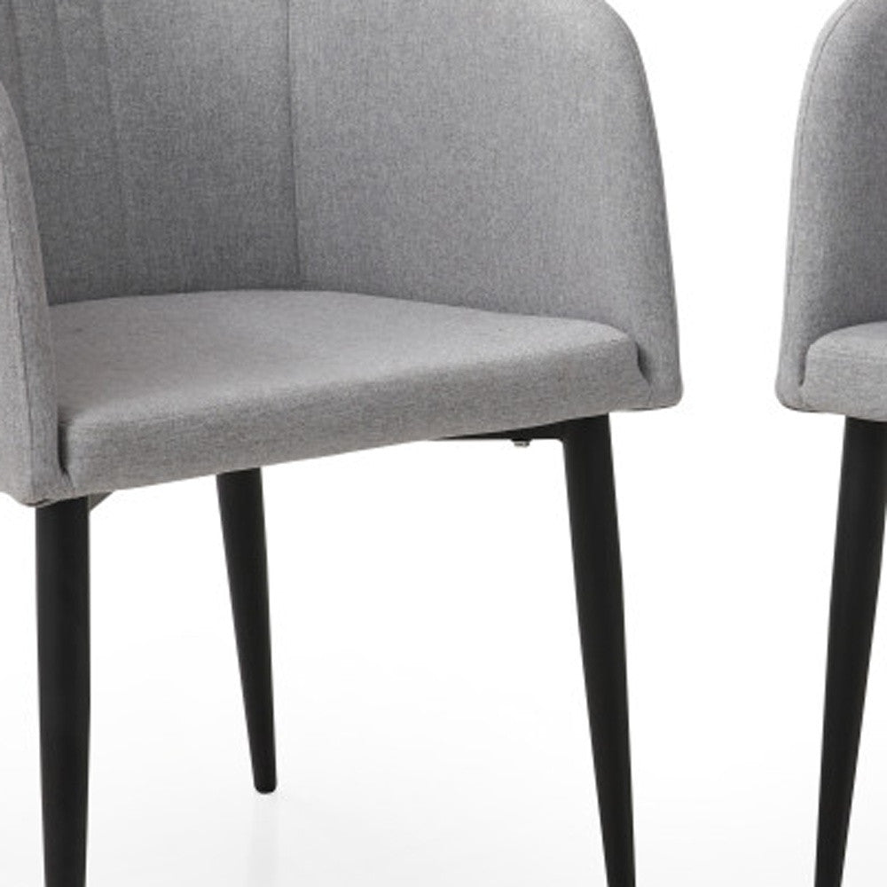 Set of Two 23" Light Gray And Black Upholstered Arm Chairs