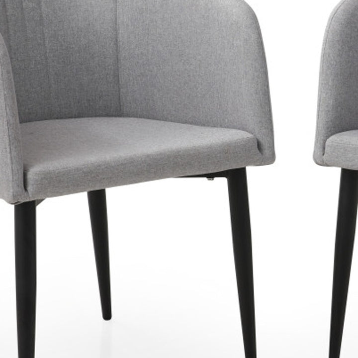 Set of Two 23" Light Gray And Black Upholstered Arm Chairs