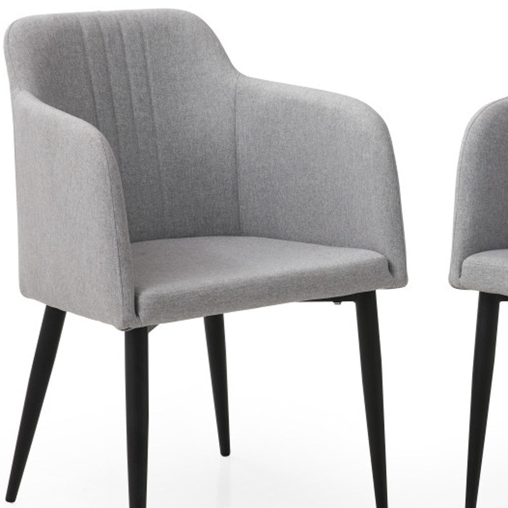 Set of Two 23" Light Gray And Black Upholstered Arm Chairs