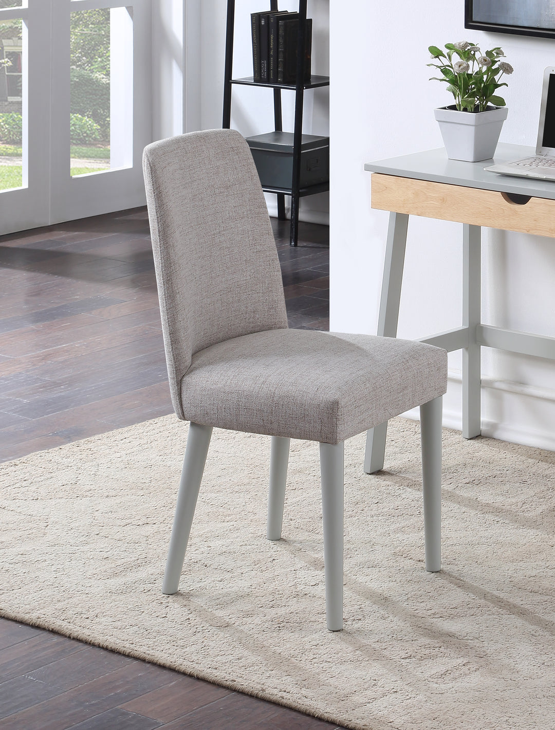 23" Gray Solid Wood And Fabric Upholstered Parsons Chair